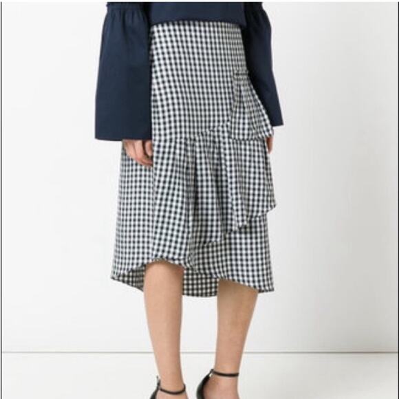 Tibi Asymmetrical Gingham Ruffle Skirt - Picture 12 of 12